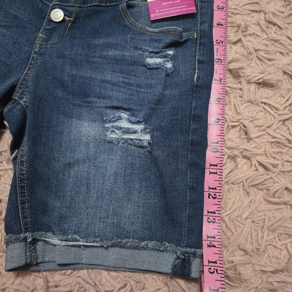 SO Women's Dark Wash Distressed Bermuda Shorts - Picture 6 of 8